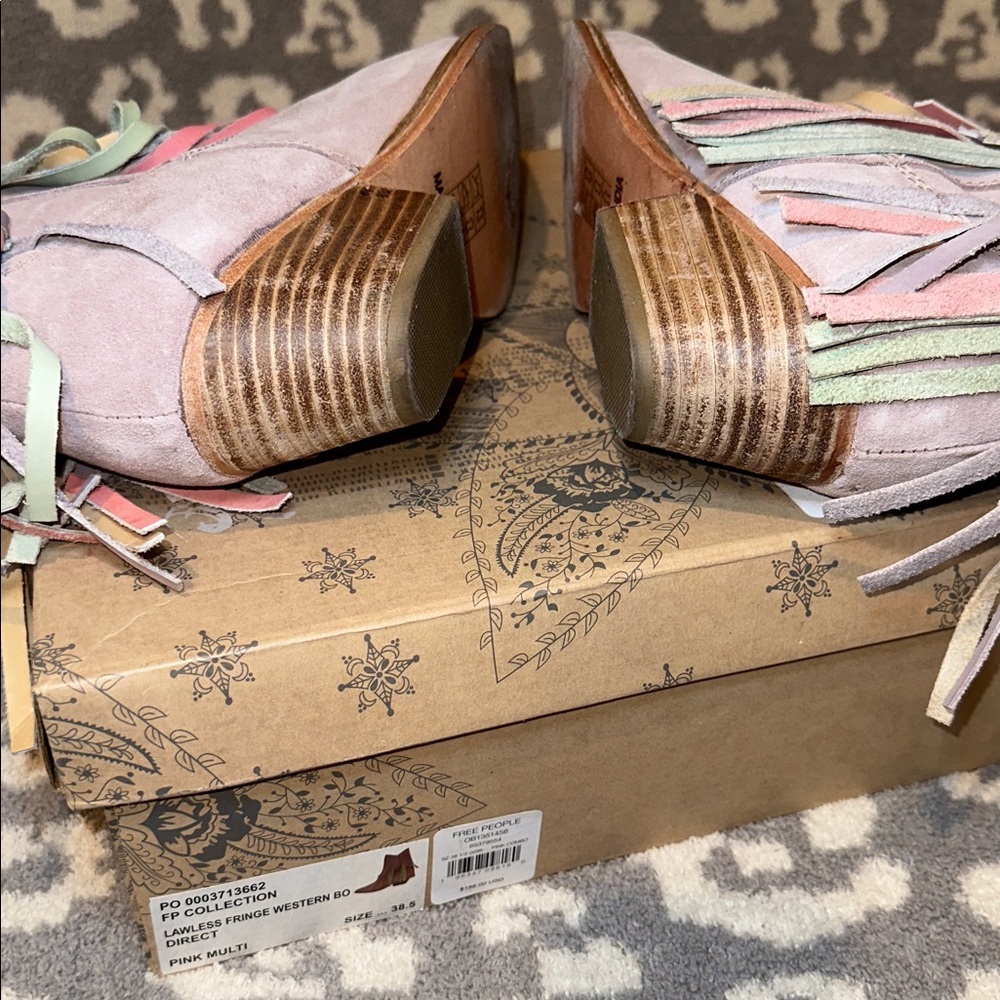 Free People Collection Lawless Fringe Western Booties in Pink Multi ππ - Picture 15 of 17